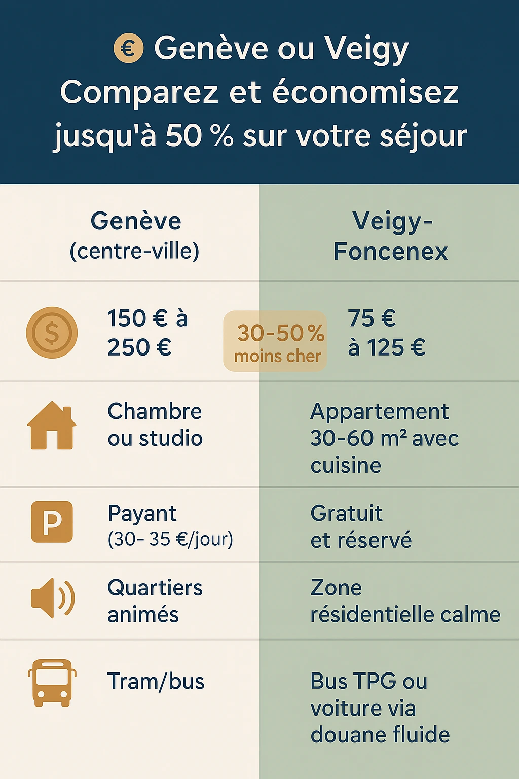 Comparatif des prix et avantages entre Genève et Veigy-Foncenex